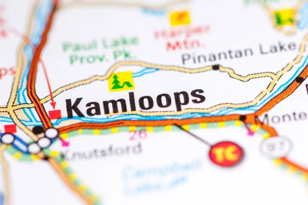 Kamloops 地图上的加拿大 — 图库照片