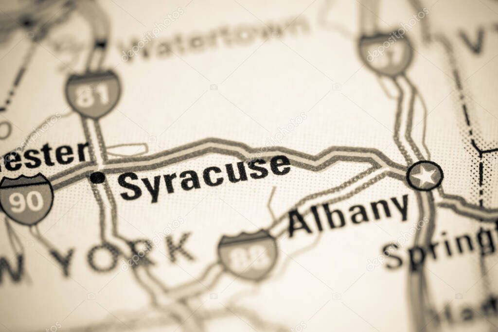 Syracuse. USA on a map.
