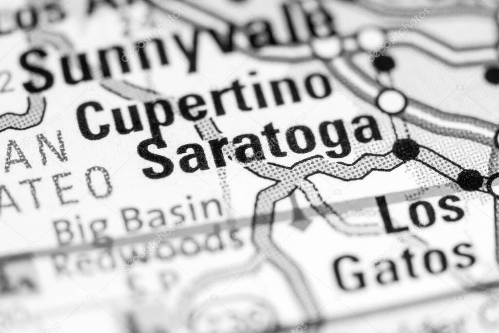 Saratoga. California. USA on a map.
