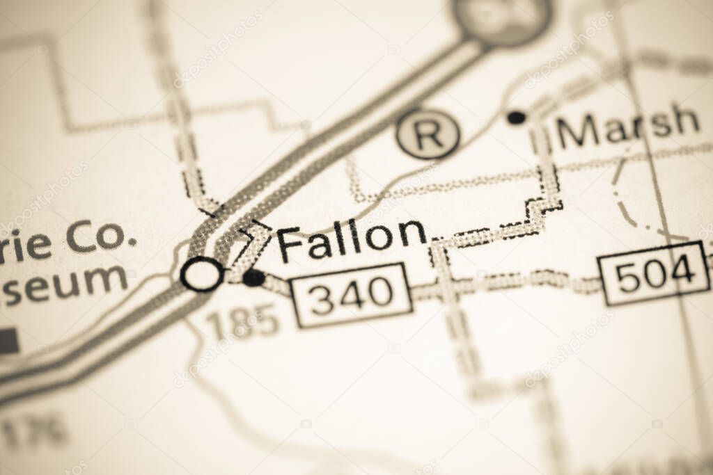 Fallon. Montana. USA on a map.