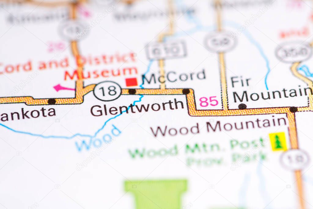 Glentworth. Canada on a map.