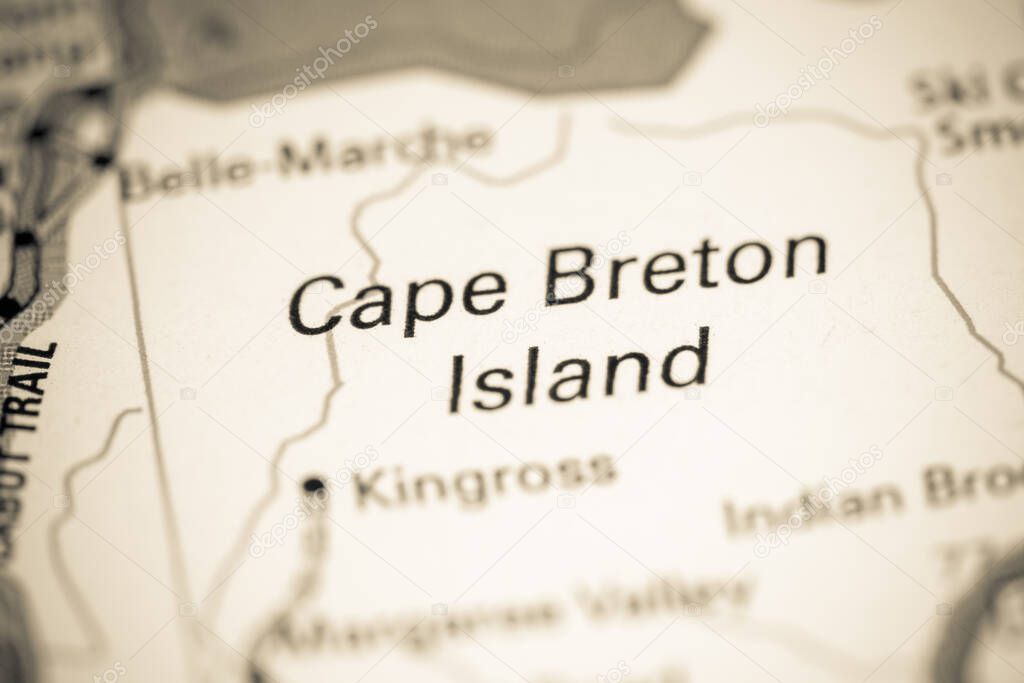 Cape Breton Island. Canada on a map.