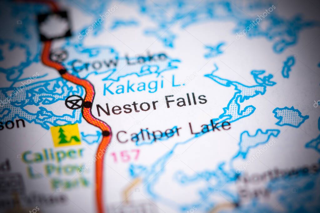 Nestor Falls. Canada on a map.