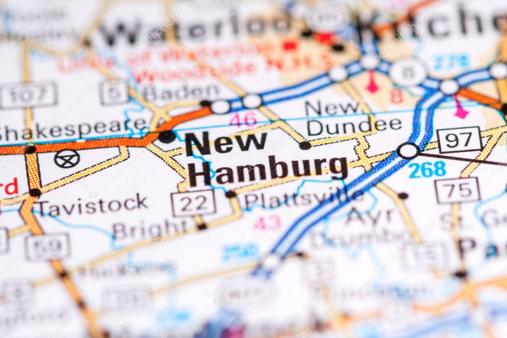 New Hamburg. Canada on a map.