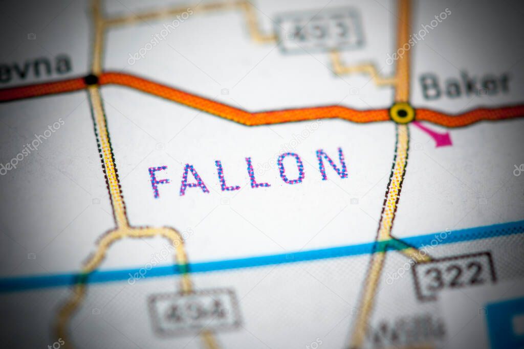 Fallon. Montana. USA on a map.