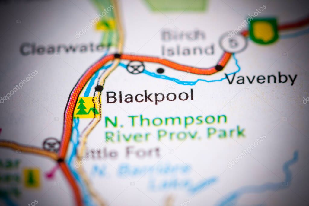Blackpool. Canada on a map.