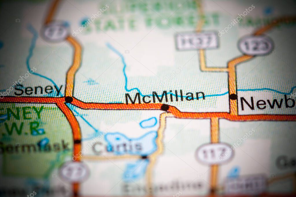 McMillan. Canada on a map.
