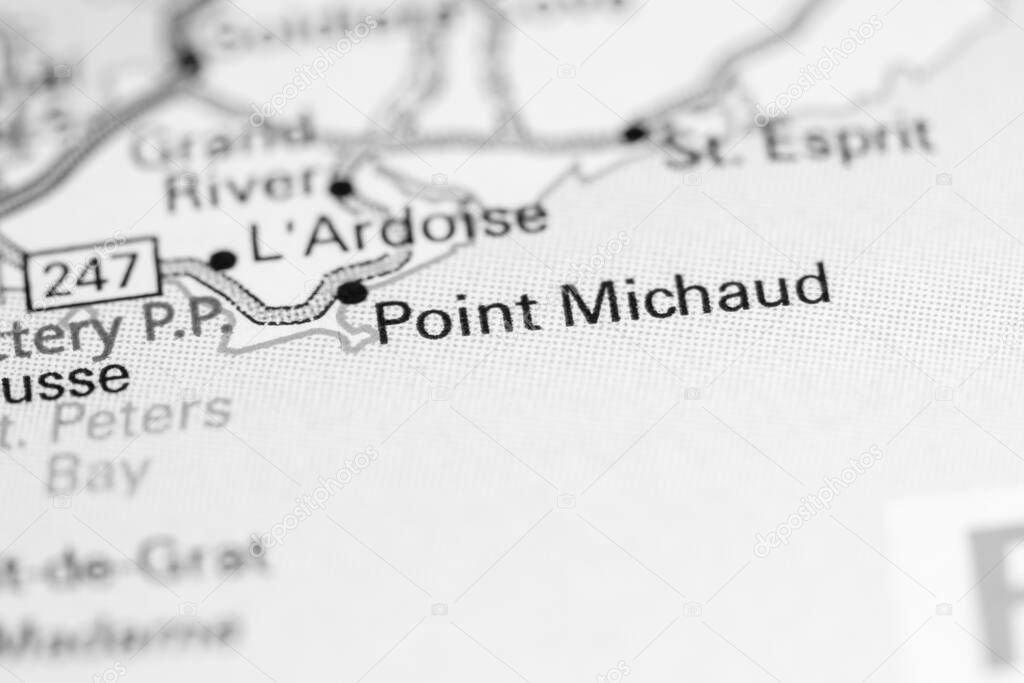Point Michaud. Canada on a map.