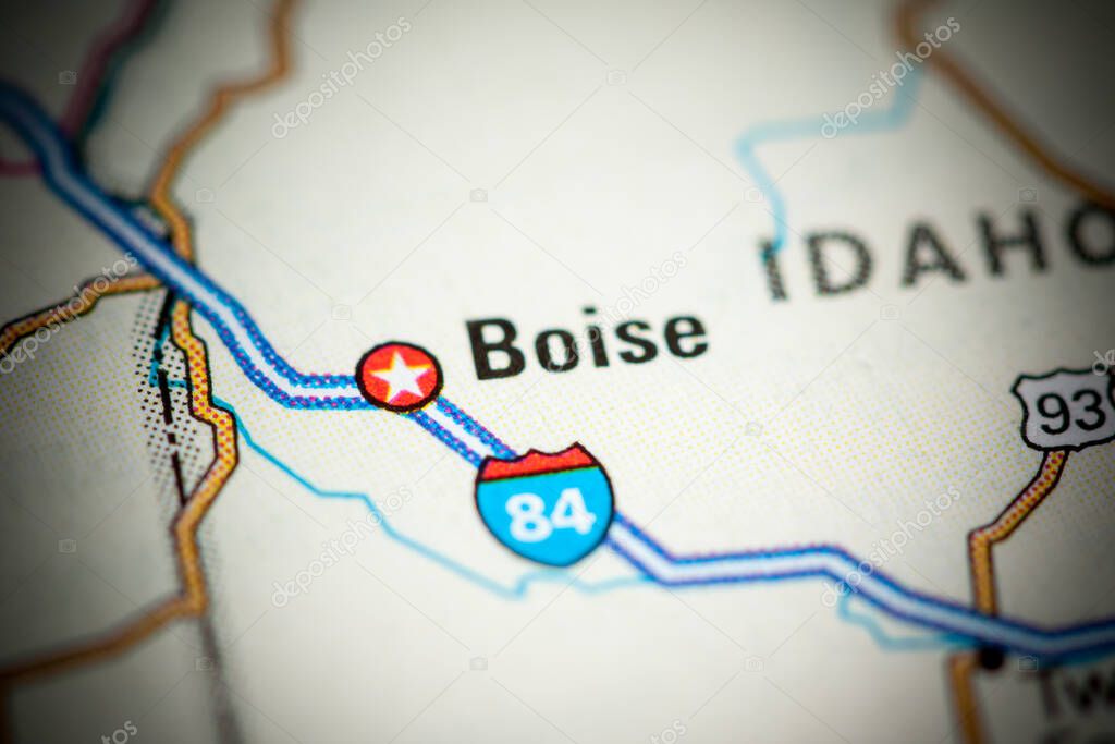 Boise. USA on a map.