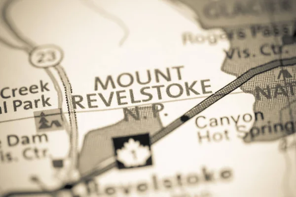 Monte Revelstoke Canadá Sobre Mapa — Fotografia de Stock