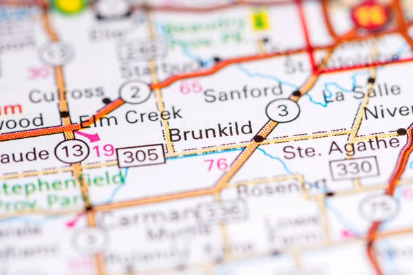 Brunkild Canadá Mapa — Foto de Stock