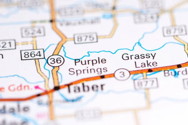 Purple Springs Kanada Auf Einer Karte — Stockfoto