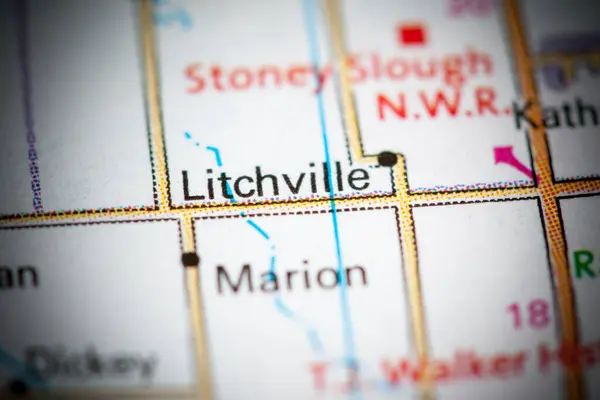 Litchville 北达科他州 地图上的美国 — 图库照片