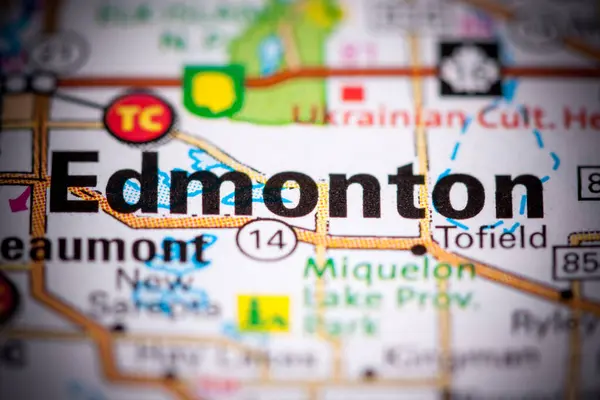 Edmonton Canada Sur Une Carte — Photo