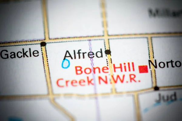 阿尔弗雷德北达科他州 地图上的美国 — 图库照片