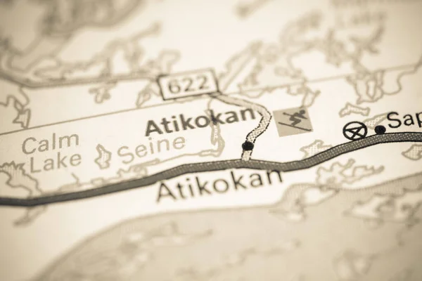 Atikokan Canadá Sobre Mapa — Fotografia de Stock