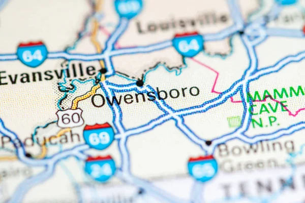 Owensboro Eua Sobre Mapa — Fotografia de Stock