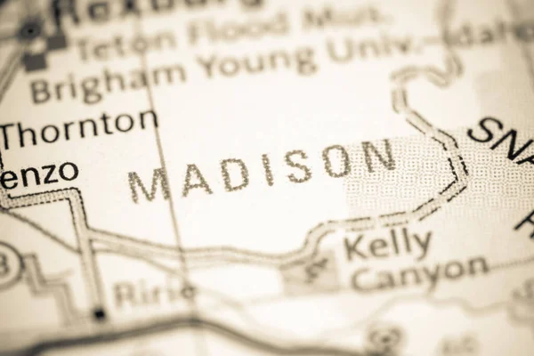 麦迪逊Madison 爱达荷地图上的美国 — 图库照片