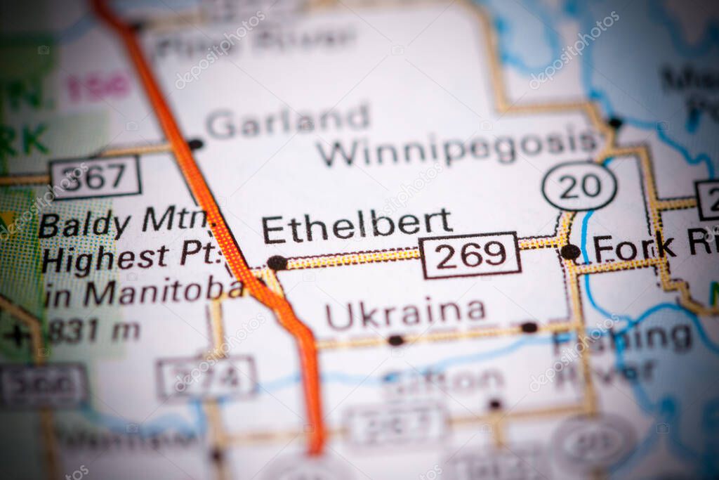 Ethelbert. Canada on a map.