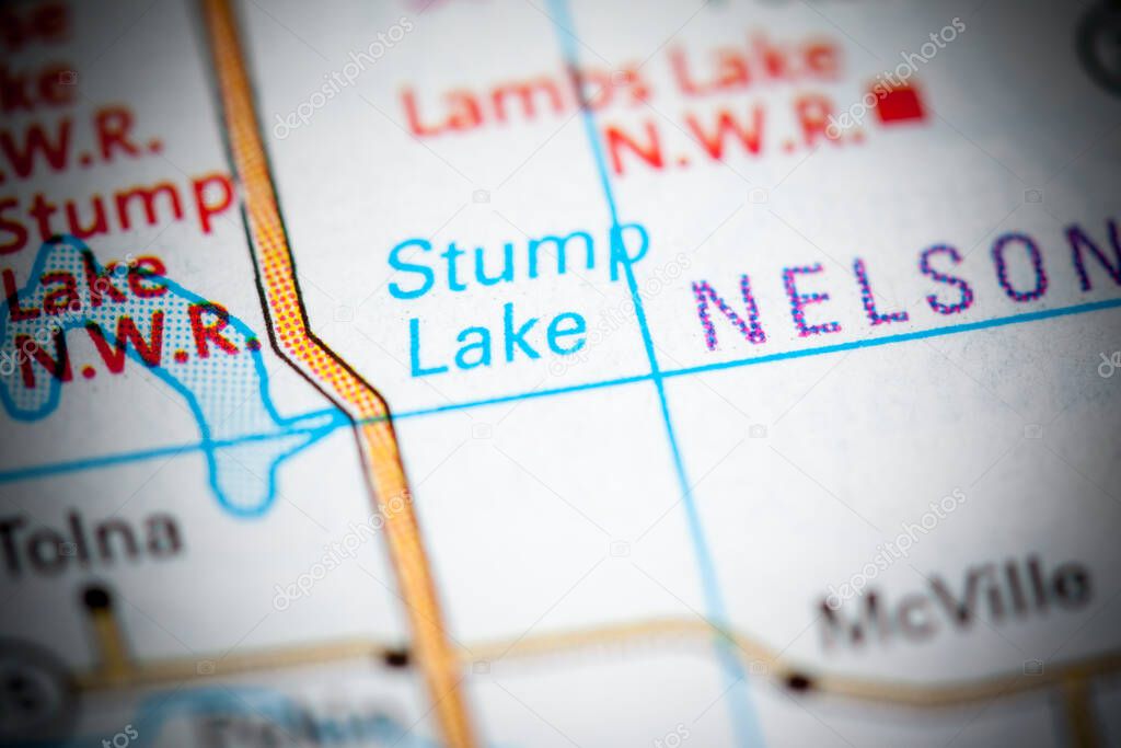 Stump Lake. North Dakota. USA on a map.