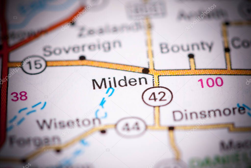 Milden. Canada on a map.