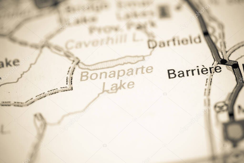 Bonaparte Lake. Canada on a map.