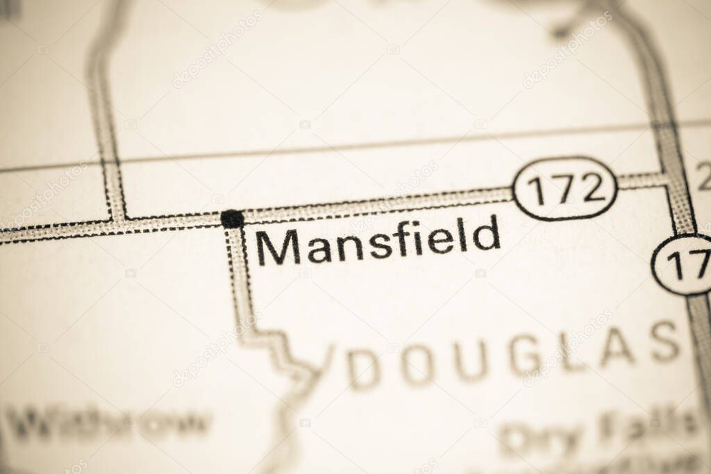 Mansfield. Washington State on a map.