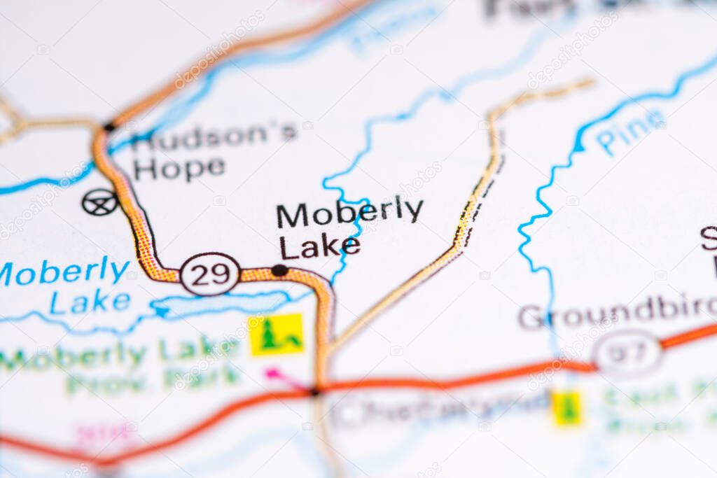 Moberly Lake. Canada on a map.