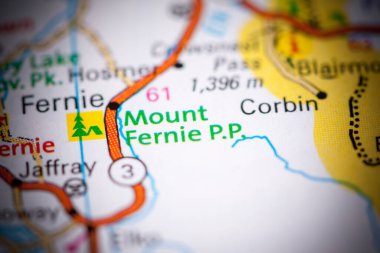 Mount Fernie P.P. Canada on a map. clipart