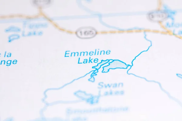 Lago Emmeline Canadá Sobre Mapa — Fotografia de Stock