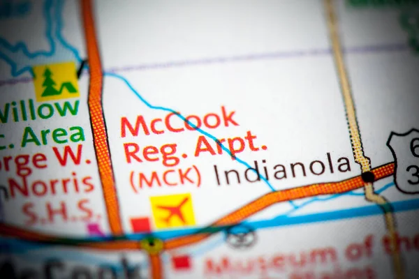 Mccook Regional Airport Mck Nebraska Eua Sobre Mapa — Fotografia de Stock