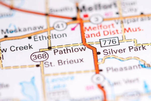 Pathlow. Canada on a map.