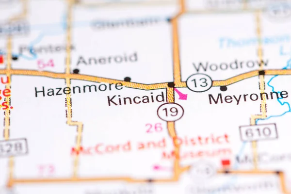 Kincaid. Canada on a map.
