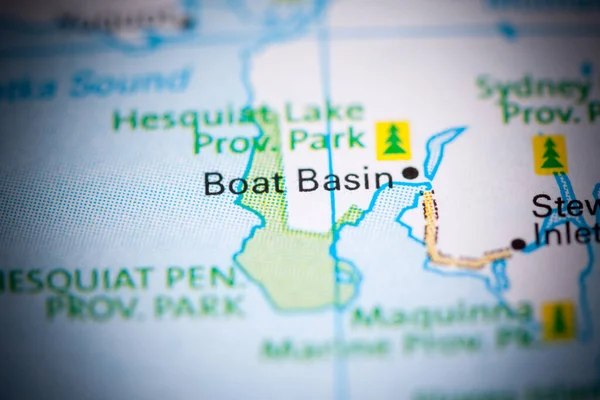 Boat Basin. Canada on a map.