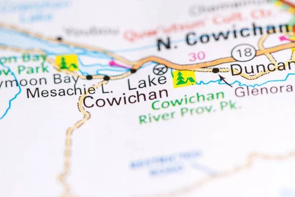 Lake Cowichan. Canada on a map.