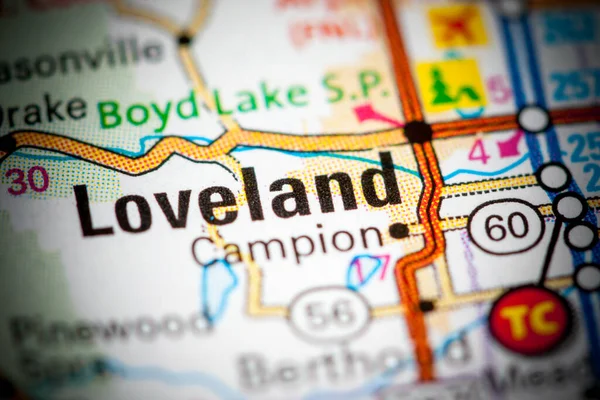 Loveland Colorado Stati Uniti Una Mappa — Foto Stock