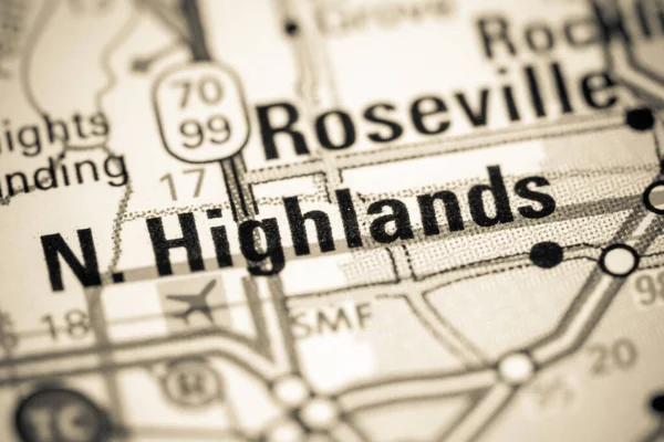 North Highlands Califórnia Eua Sobre Mapa — Fotografia de Stock
