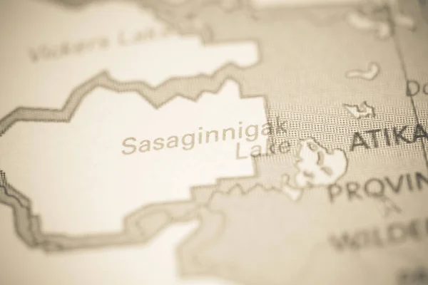 ササギニニャク湖 地図上のカナダ — ストック写真