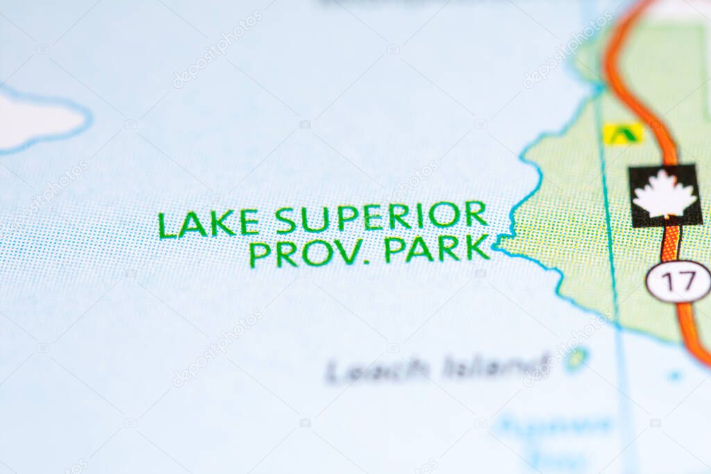Lake Superior Provincial Park. Canada on a map.