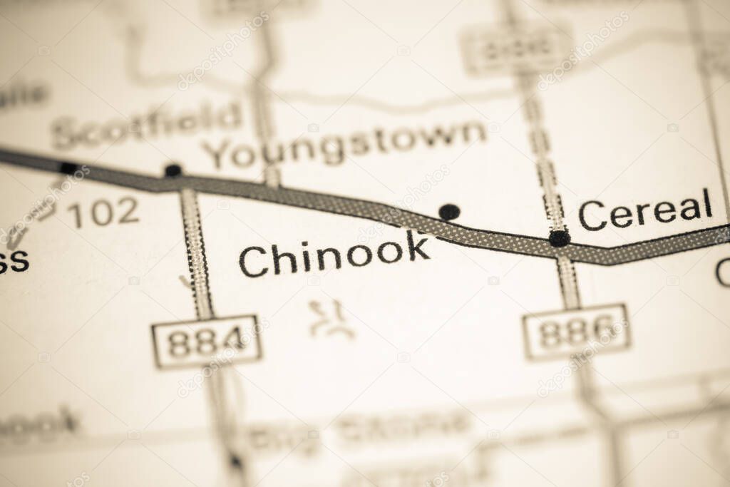 Chinook. Canada on a map.