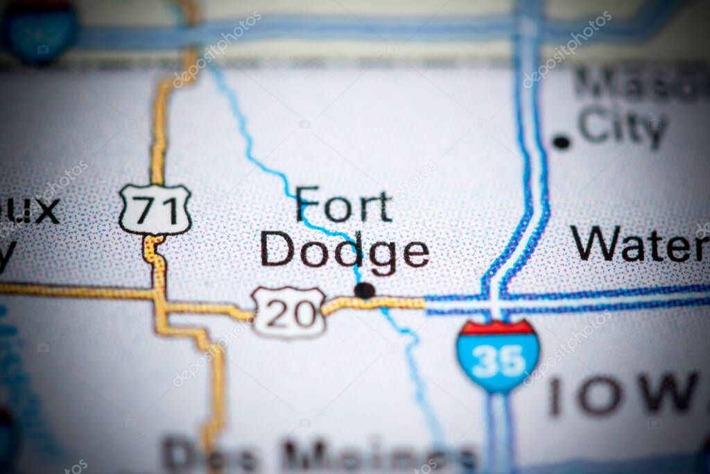 Fort Dodge. USA on a map.