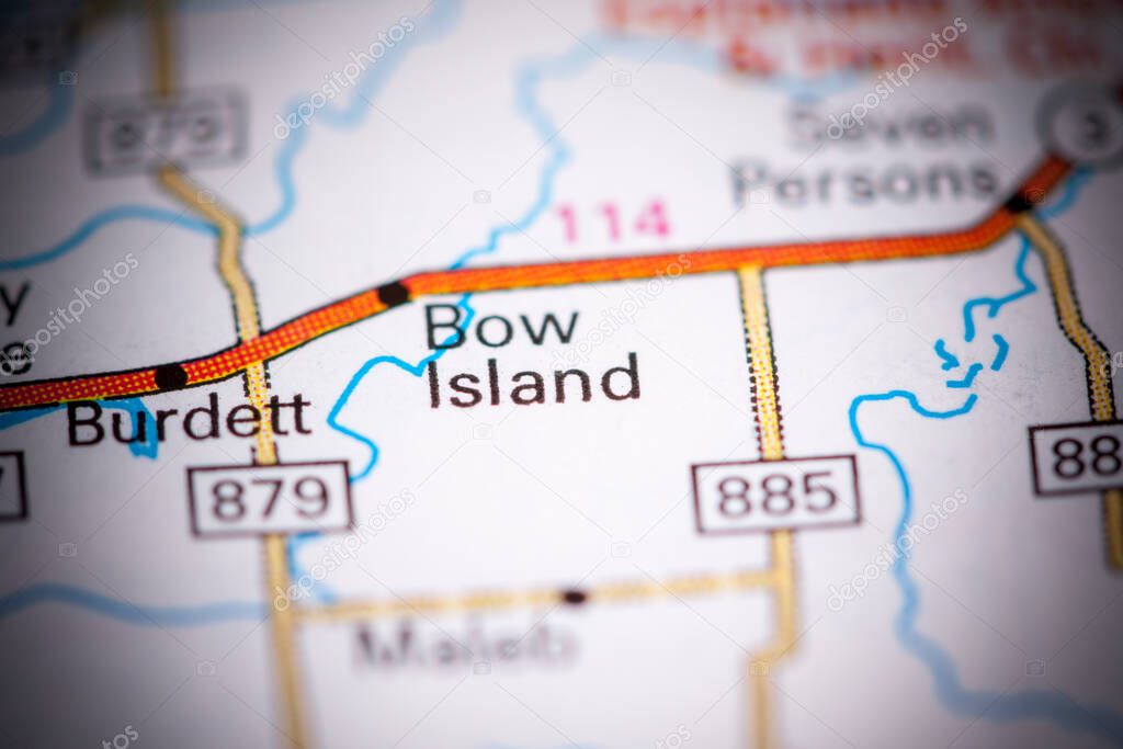 Bow Island. Canada on a map.