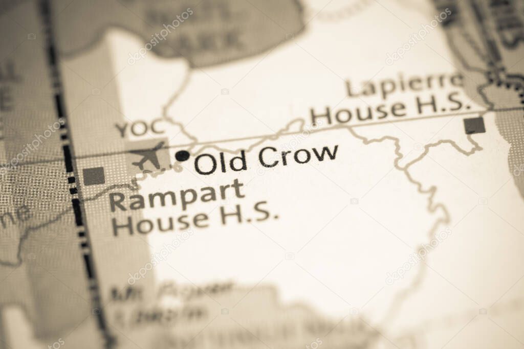 Old Crow. Canada on a map.