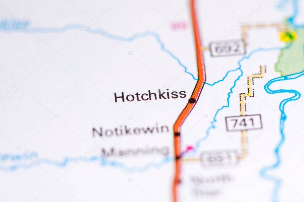 Hotchkiss. Canada on a map.