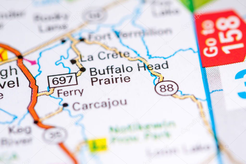 Buffalo Head Prairie. Canada on a map.