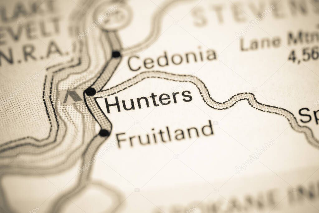 Hunters. Washington State on a map.