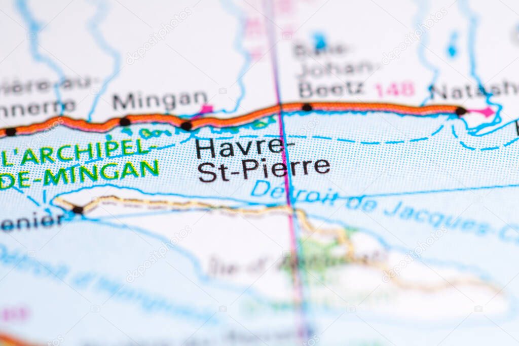Havre St. Pierre. Canada on a map.