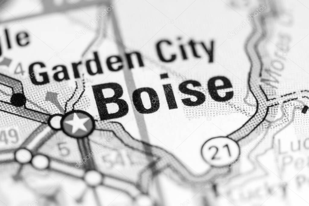 Boise. Idaho. USA on a map.