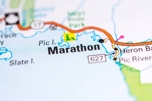 Marathon. Canada on a map.