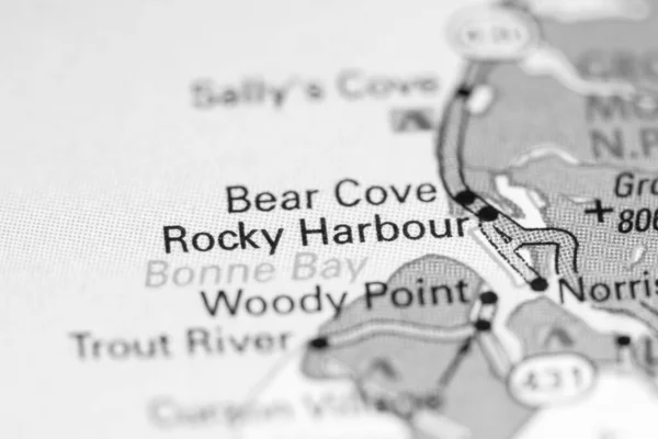 Rocky Harbour. Canada on a map.